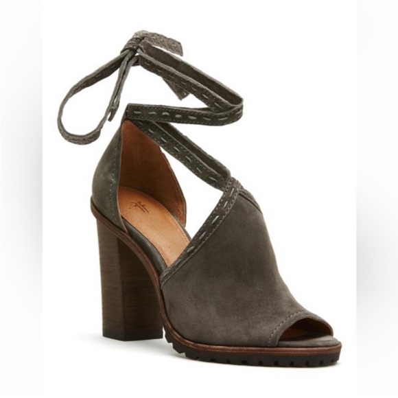 Frye Suzie Pickstitch Lug Heel Grigio Gray Suede Size 7 - Picture 3 of 12